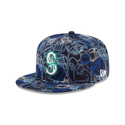 Blue Seattle Mariners Hat - New Era MLB Caps Chaos 59FIFTY Fitted Caps USA4853076